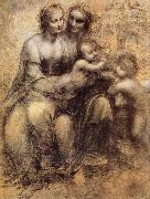 Leonardo  Da Vinci Virgin and Child with St Anne and St John the Baptist painting